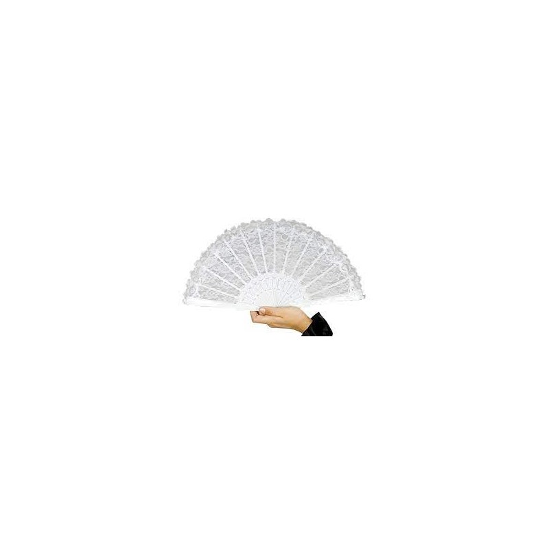 EVENTAIL DENTELLE BLANC 44 CM X 23.5 CM 