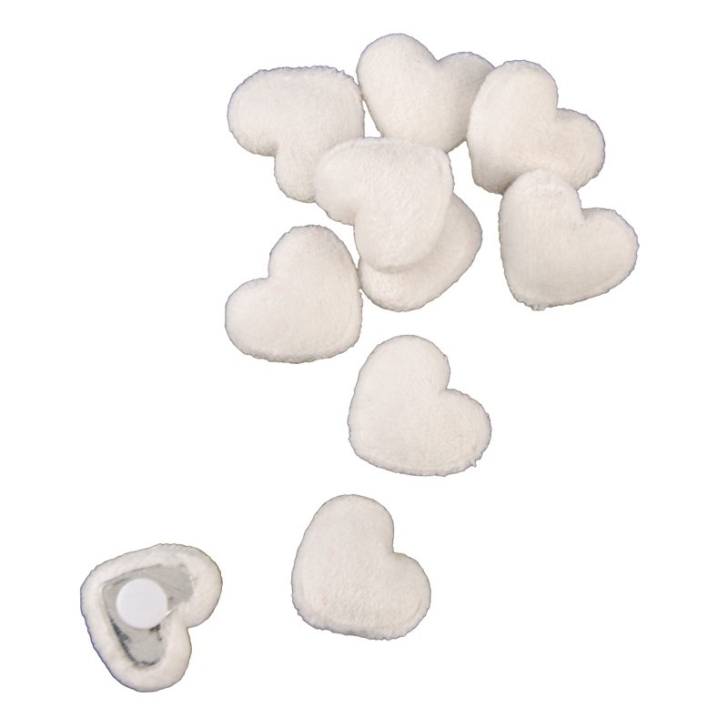 SACHET DE 10 COEURS VELOURS ADHESIF BLANC 1.8CM SACHET DE 10 COEURS VELOURS ADHESIF BLANC 1.8CM
