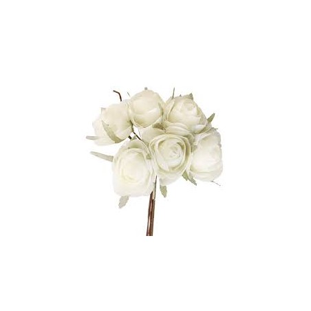 BOUQUET 6 RENONCULES IVOIRE HAUTEUR 19CM 