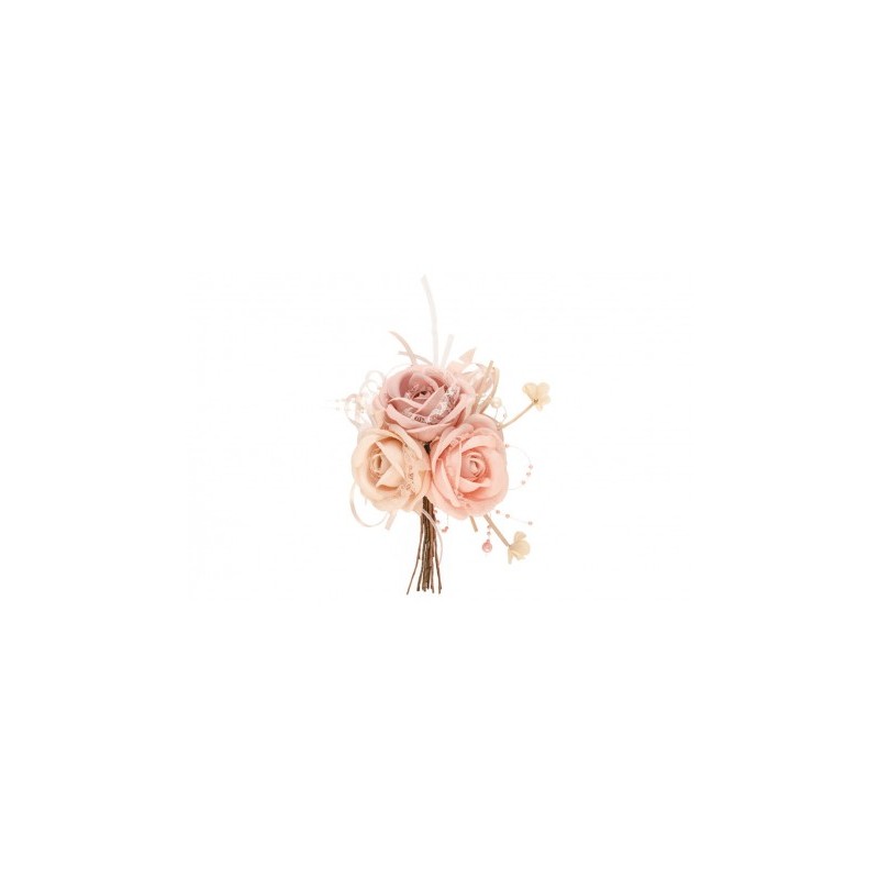 BOUQUET ROSES/PERLES 3COULEURS ASSORTIES 17CM DIAMETRE BOUQUET ROSES/PERLES 3COULEURS ASSORTIES 17CM DIAMETRE
