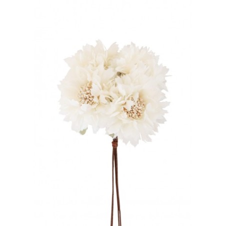 BOUQUET 4 FLEURS IVOIRE HAUTEUR 26CM/BOUTON DIAMETRE 6CM