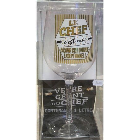 VERRE A VIN GEANT  LE CHEF C'EST MOI