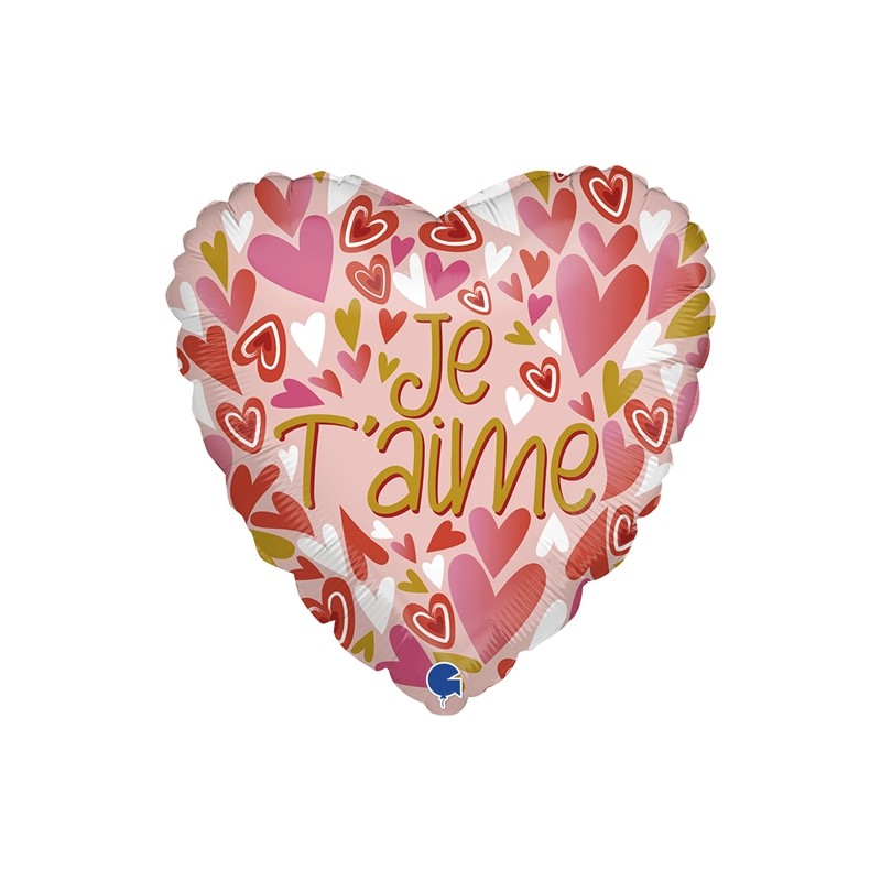 BALLON METALLIQUE COEUR  JE T'AIME 46 CM