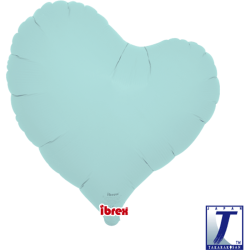 BALLON METALLIQUE COEUR JELLY BLEU  PASTEL 35 CM 14"
