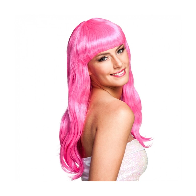 PERRUQUE CHEVEUX LONGS ROSE AVEC FRANGE PERRUQUE CHEVEUX LONGS ROSE AVEC FRANGE