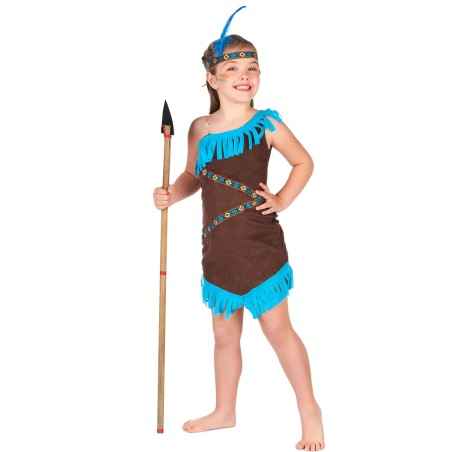 DEGUISEMENT INDIENNE MARRON ET BLEUE  TAILLE 7-9 ANS