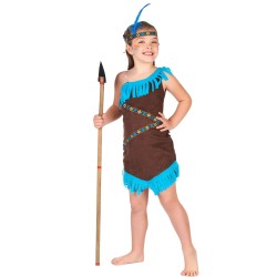 DEGUISEMENT INDIENNE MARRON ET BLEUE  TAILLE 3-4 ANS
