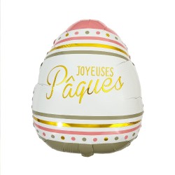 BALLON METALLIQUE OEUF JOYEUSES PAQUES 35CM