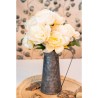 BOUQUET 9 PIVOINES IVOIRE/SAUMON 43CM HT 
