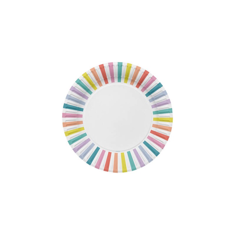8 ASSIETTES STRIPES MULTICOLORES PASTEL 23 CM 8 ASSIETTES STRIPES MULTICOLORES PASTEL 23 CM