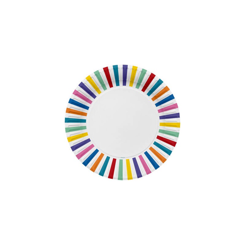 8 ASSIETTES STRIPES MULTICOLORES 23 CM 8 ASSIETTES STRIPES MULTICOLORES 23 CM