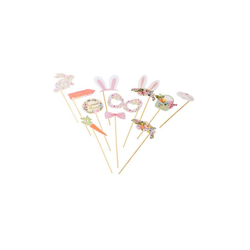 KIT PHOTOBOOTH PAQUES DORURE OR 11 PIECES KIT PHOTOBOOTH PAQUES DORURE OR 11 PIECES