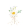 BOUQUET DE FEUILLAGE, MARGUERITE ET JASMIN 12.5 CM + NEOUD FICELLE BEIGE 