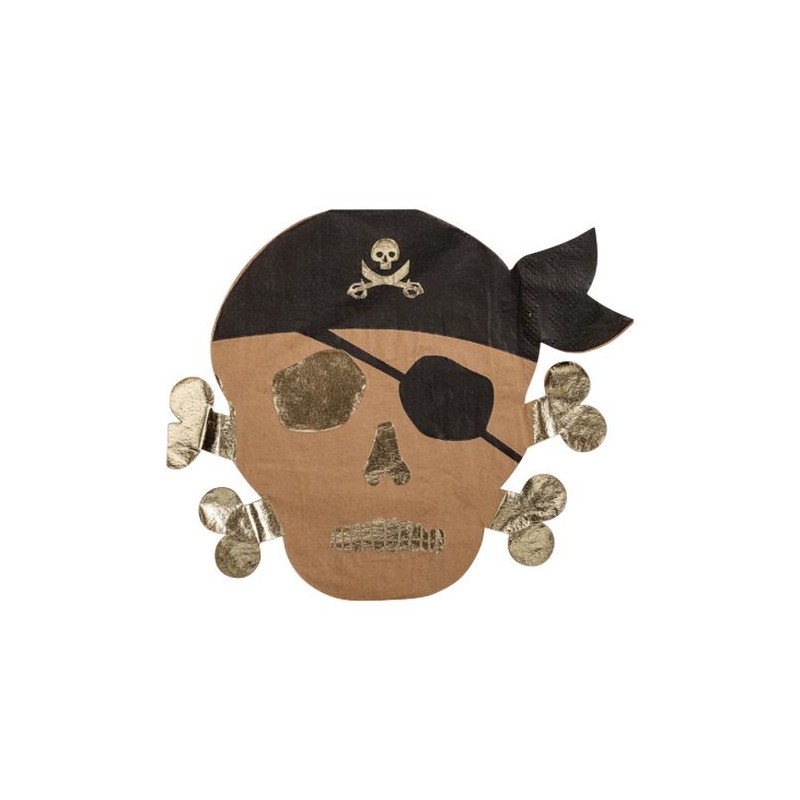 16 SERVIETTES TETE DE PIRATE KRAFT, NOIR ET OR 33 X 26.2 CM 16 SERVIETTES TETE DE PIRATE KRAFT, NOIR ET OR 33 X 26.2 CM