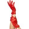 GANTS ROUGES SATINES COURTS AVEC NOEUD