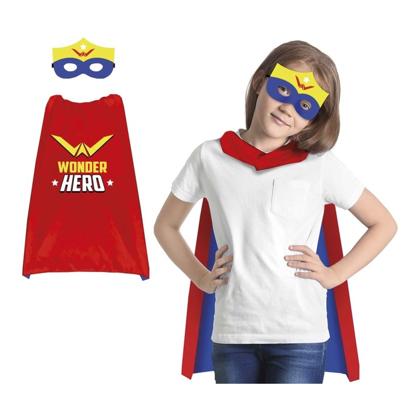 CAPE ET MASQUE BLEU ET ROUGE WONDER HERO CAPE ET MASQUE BLEU ET ROUGE WONDER HERO