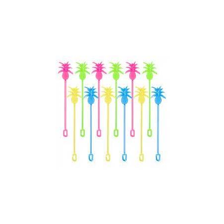 SET DE 12 BATONNETS D'ANANAS 4 COULEURS 23.5 CM 