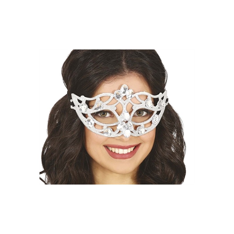 MASQUE LOUP ARGENT AVEC PAILLETTES MASQUE LOUP ARGENT AVEC PAILLETTES