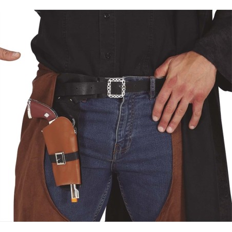 HOLSTER NOIR ET MARRON AVEC PISTOLET 25 CM WESTERN 
