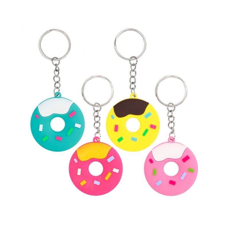 SET 4 PORTE-CLES DONUT 4 COULEURS 4.5 X 4.5 CM SET 4 PORTE-CLES DONUT 4 COULEURS 4.5 X 4.5 CM