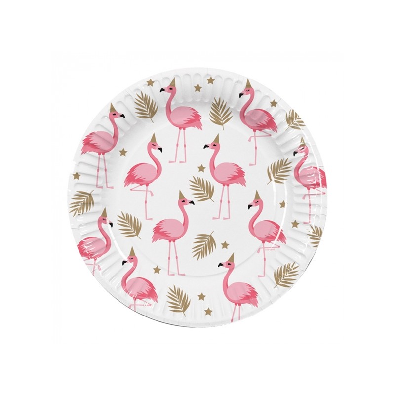 10 ASSIETTES RONDES FLAMANT ROSE 23 CM 10 ASSIETTES RONDES FLAMANT ROSE 23 CM