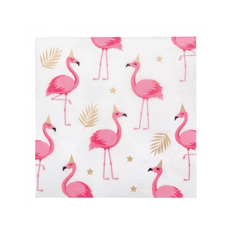 20 SERVIETTES FLAMANT ROSE 33 X 33 CM 