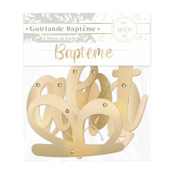 GUIRLANDE LETTRES OR BAPTEME 2 METRES DE RUBAN