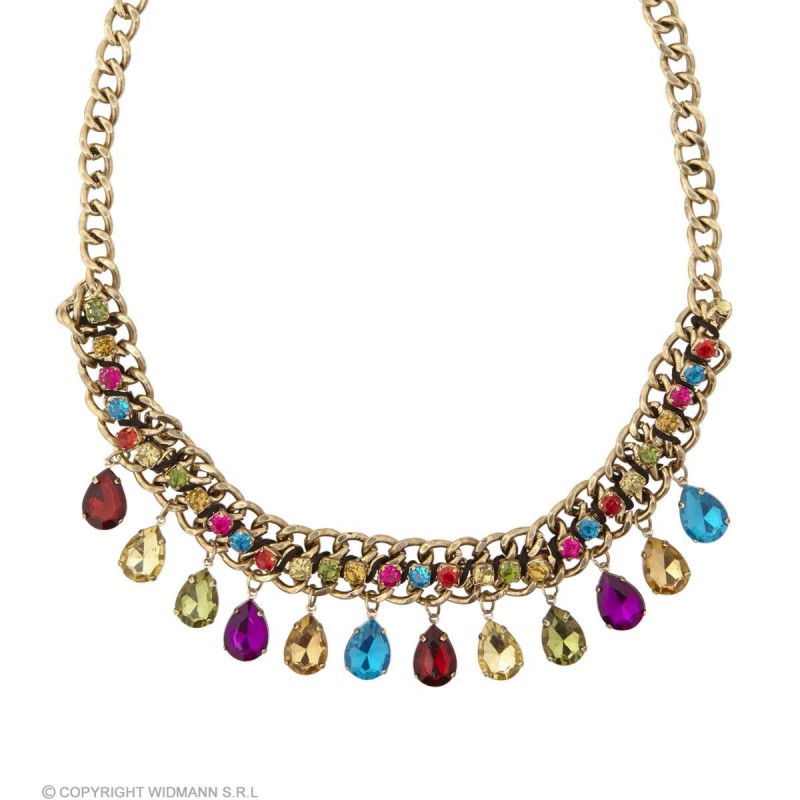 COLLIER DORE AVEC PIERRES COLOREES COLLIER DORE AVEC PIERRES COLOREES
