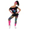DEGUISEMENT FEMME ANNEES 80 ROSE FLUO TAILLE UNIQUE 