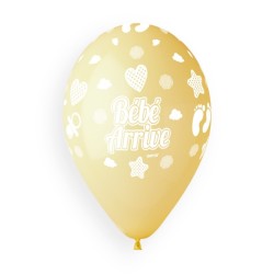 5 BALLONS BIO LATEX BEBE ARRIVE 33CM 