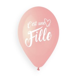 5 BALLONS BIO LATEX C'EST UNE FILLE ROSE 33CM