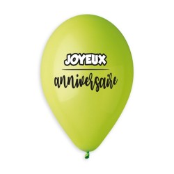 5 BALLONS BIO LATEX JOYEUX ANNIVERSAIRE MULTICOLORES 33CM 