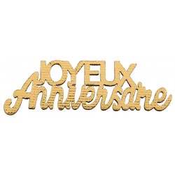 CONFETTIS BOIS JOYEUX ANNIVERSAIRE OR