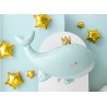 BALLON METALLIQUE PETITE BALEINE BLEUE ET OR 78 X 50 CM