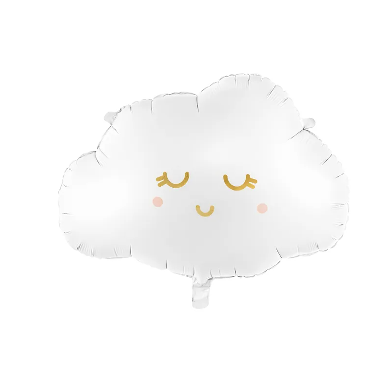 BALLON METALLIQUE NUAGE BLANC YEUX OR 51 X 35.5 CM
