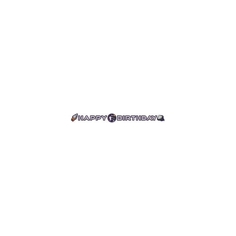 GUIRLANDE HAPPY BIRTHDAY THEME DE L'ESPACE  192 CM X 12 CM