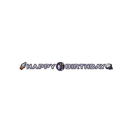 GUIRLANDE HAPPY BIRTHDAY THEME DE L'ESPACE  192 CM X 12 CM