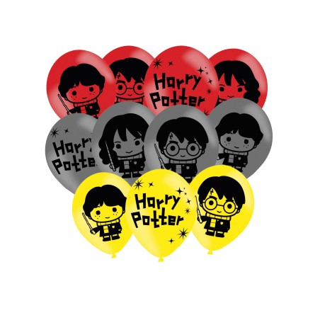 6 BALLONS LATEX HARRY POTTER IMPRIMES 4 COTES 27.5 CM