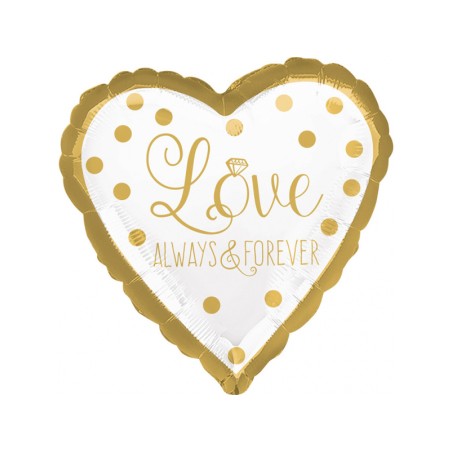 BALLON METALLIQUE COEUR 43CM LOVE ALWAYS FOREVER 