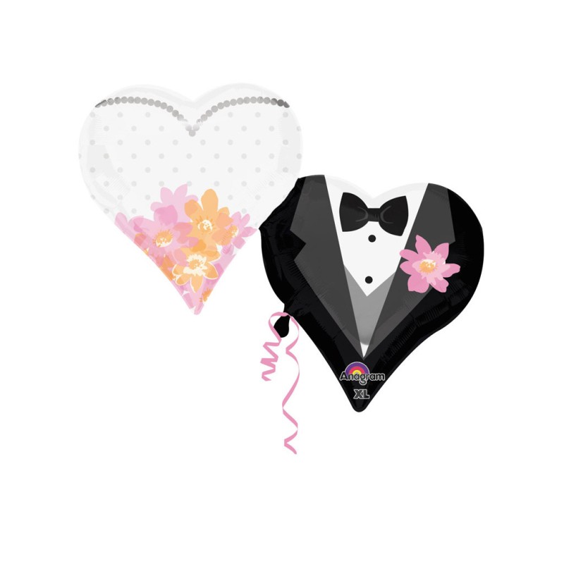 BALLON METALLIQUE 76CM FORME WEDDING COUPLE 