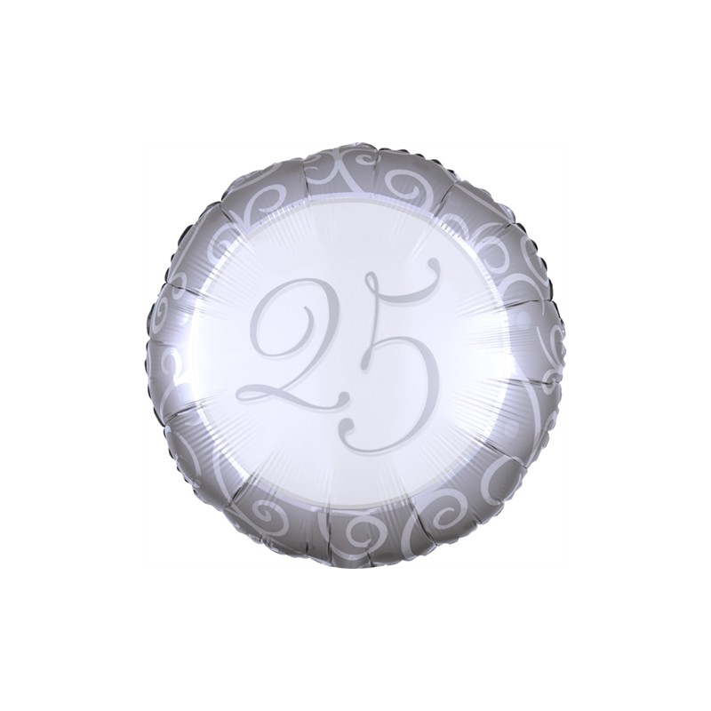 BALLON METALLIQUE ROND 43CM 25 ARGENT 