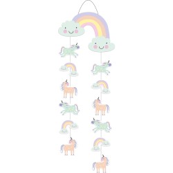 DECORATION A SUSPENDRE LICORNE ET ARC EN CIEL 30X85CM 