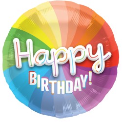 BALLON METALLIQUE ROND 3D 56CM HAPPY BIRTHDAY