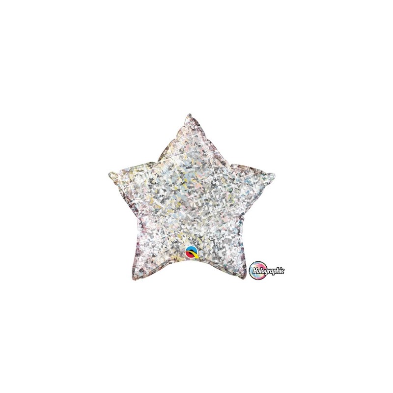 BALLON METALLIQUE ETOILE 20" ARGENT OU SILVER HOLOGRAPHIC BALLON METALLIQUE ETOILE 20" ARGENT OU SILVER HOLOGRAPHIC