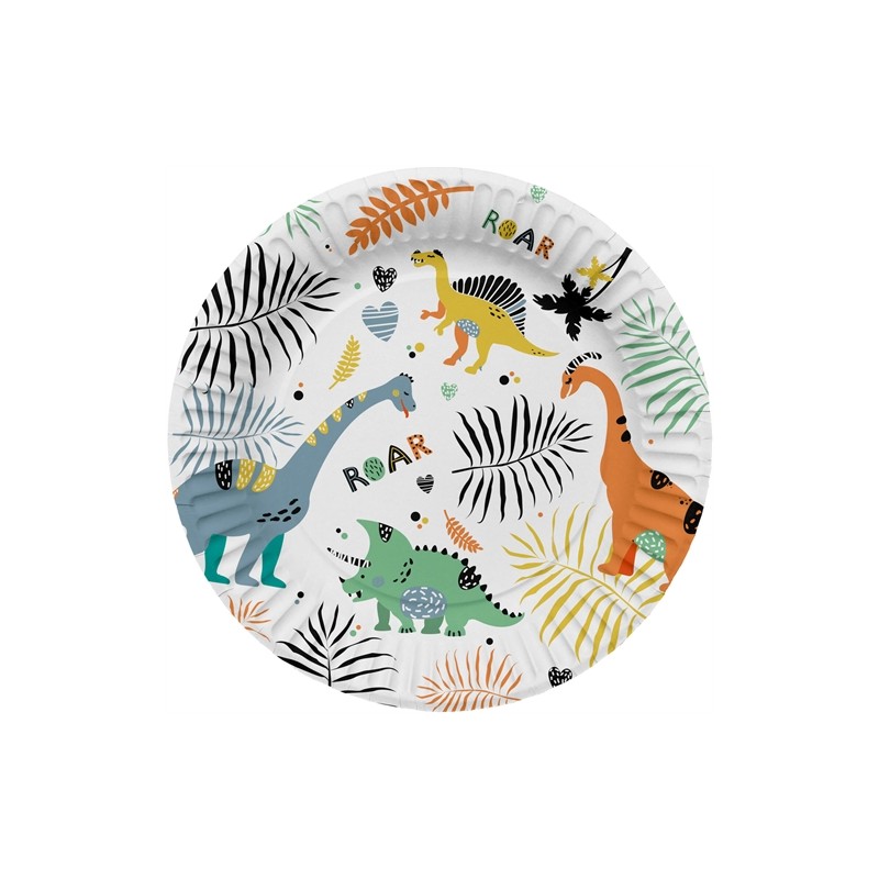 8 ASSIETTES DINO ROARS 23CM RONDES 8 ASSIETTES DINO ROARS 23CM RONDES