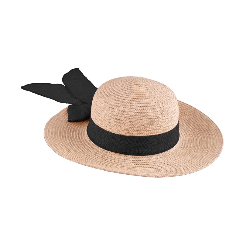 CHAPEAU DE PAILLE FEMME AVEC RUBAN ET NOEUD NOIR CHAPEAU DE PAILLE FEMME AVEC RUBAN ET NOEUD NOIR