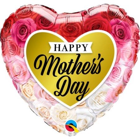 BALLON METALLIQUE COEUR 46CM HAPPY MOTHER'S DAY 