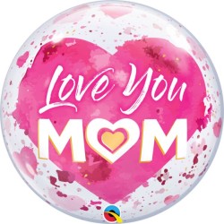 BALLON BUBBLE 56 CM LOVE YOU MOM 