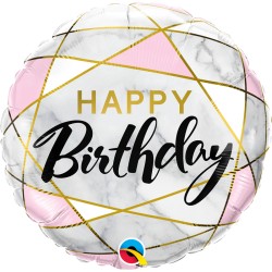 BALLON METALLIQUE ROND 46CM HAPPY BIRTHDAY 