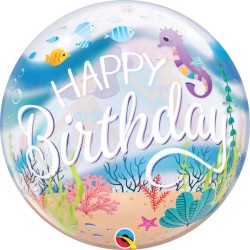 BUBBLE SINGLE 56CM HAPPY BIRTHDAY SIRENE 